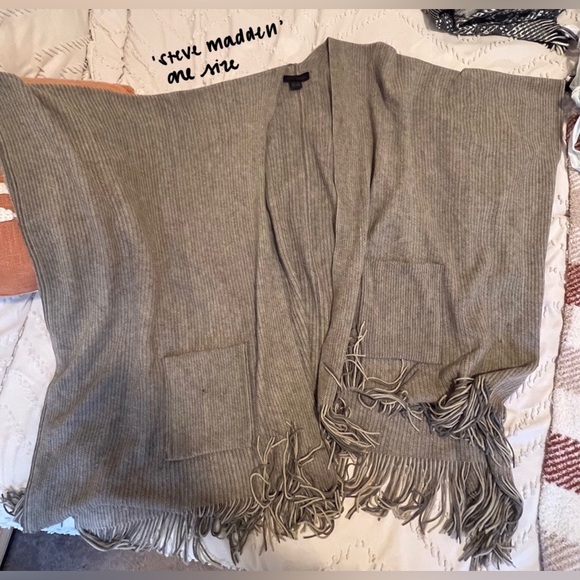 Steve Madden Taupe Fringe Wrap - Picture 1 of 3